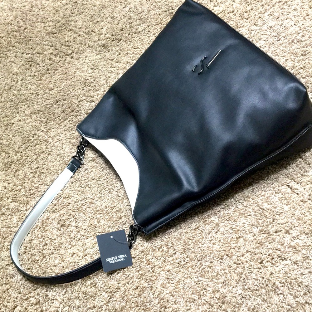 Simply Vera Black Dawn Peek a Boo Women’s Shoulder Bag with 11” drop handle